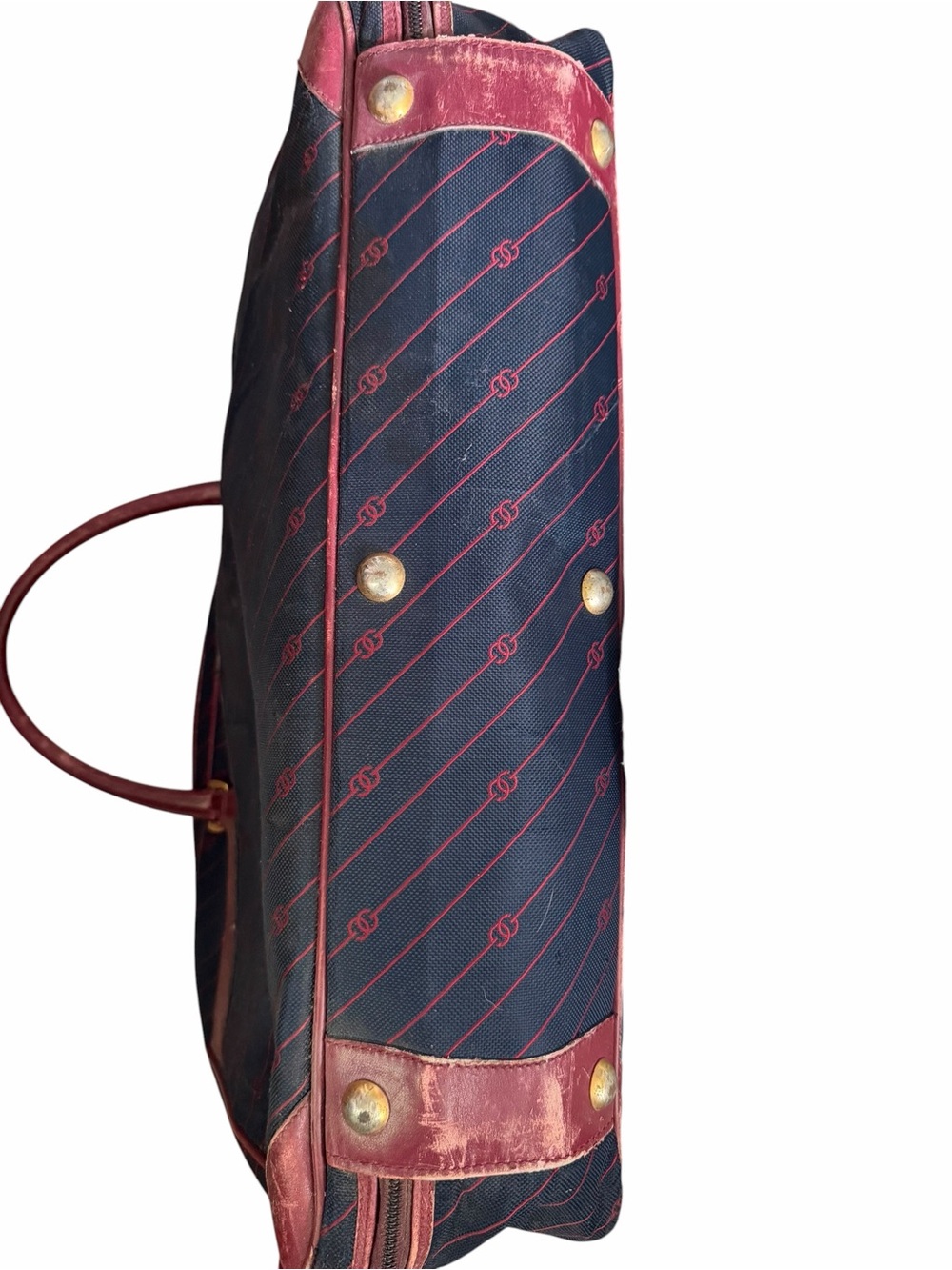 Gucci Interlocking G Navy and Burgundy Travel Duffel with Leather Trim - Picture 3 of 10